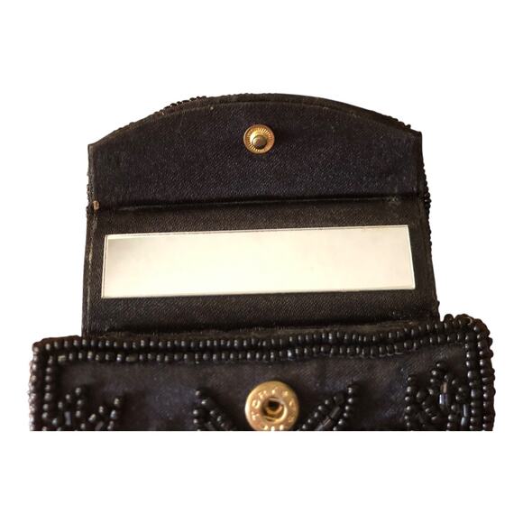 Vintage Beaded Evening Lipstick Case Holders Lot Red & Black Floral With Mirrors - Picture 7 of 16